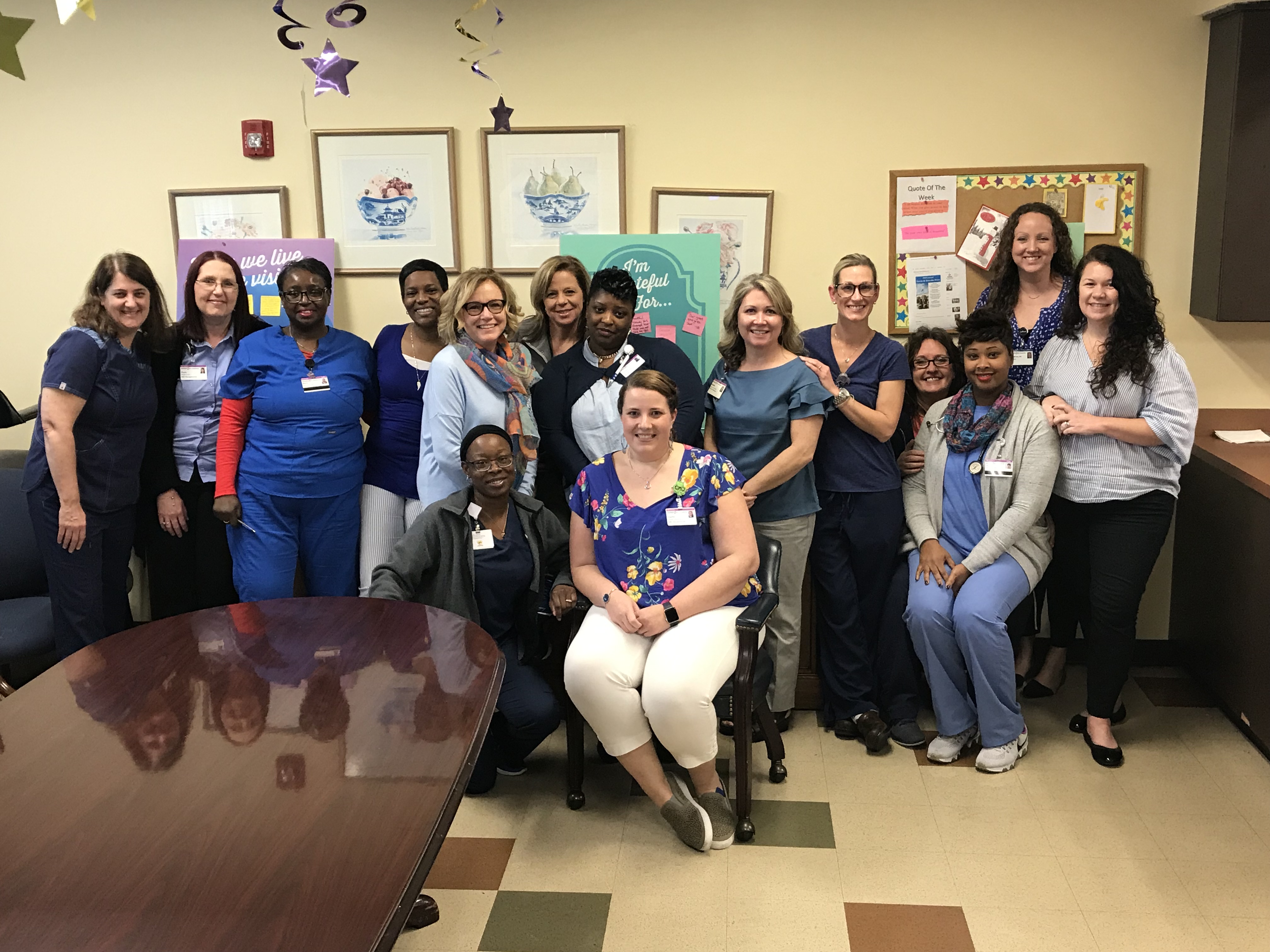 Teammates wear blue in recognition of Colorectal Cancer Awareness